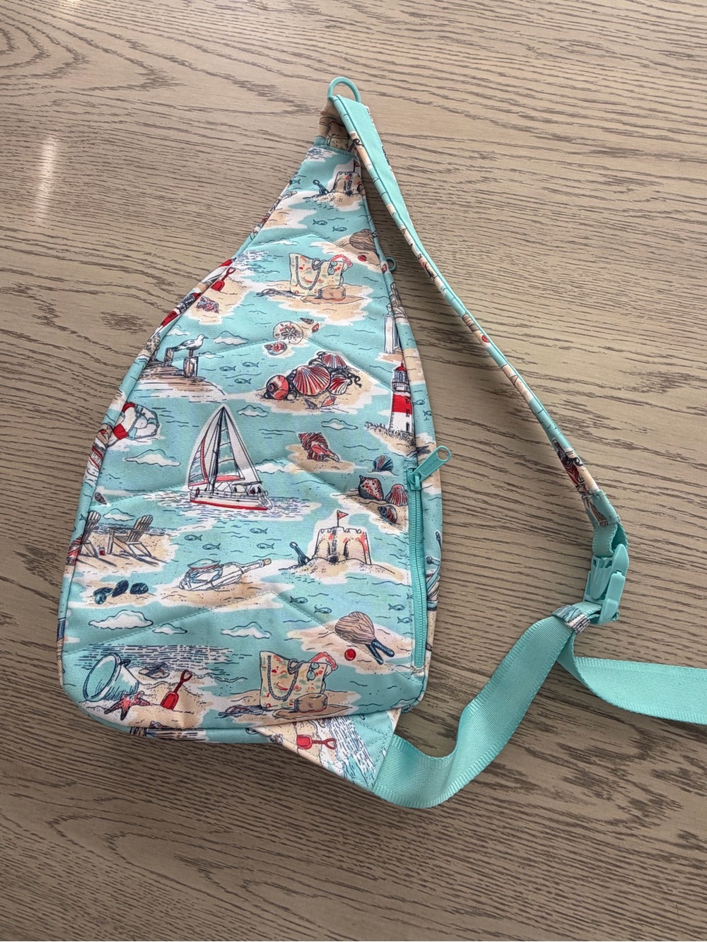Vera Bradley Aqua Coastal Print Sling Bag - Picture 3 of 6